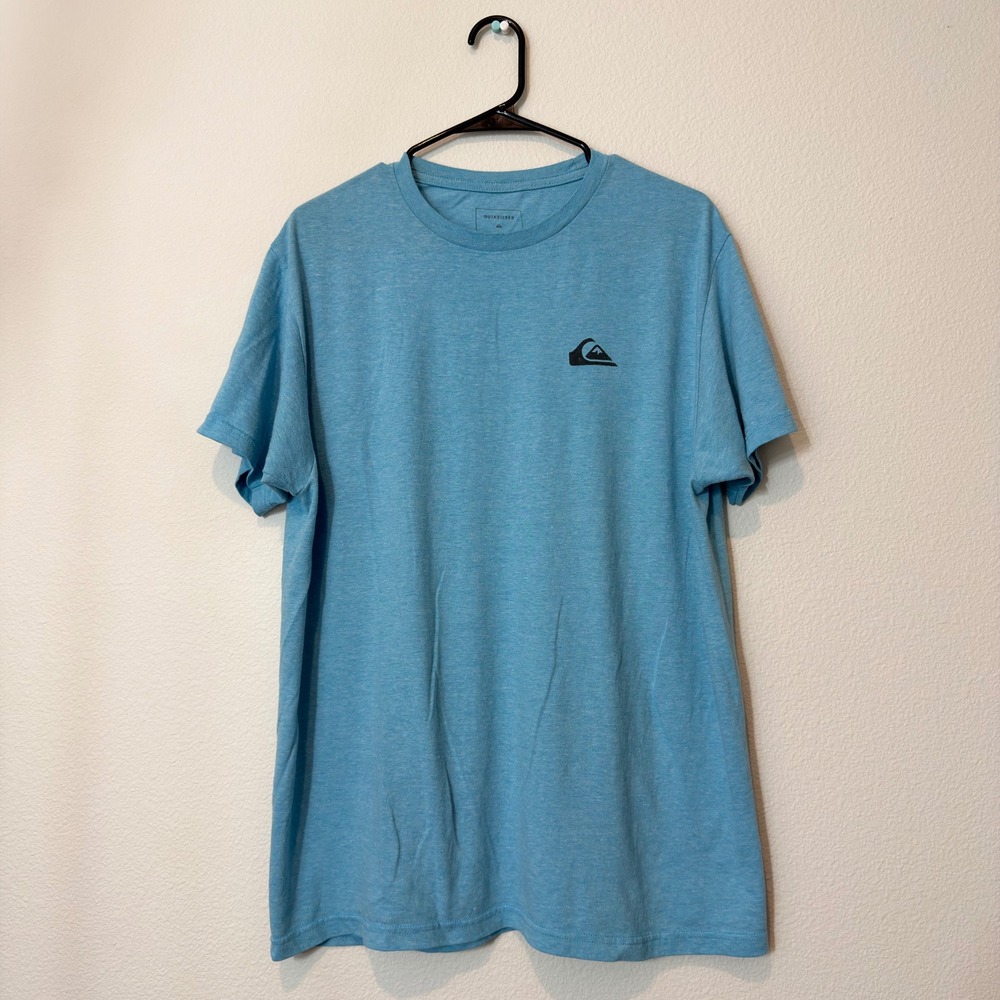 Quiksilver T-Shirt Mens Large Blue Good Regular Fit‎ Heathered Logo Tee